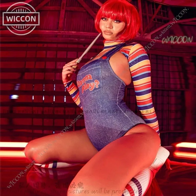 CyChucky disfraces de Halloween para mujeres pesadilla aterradora Cos Killer Wanna Play película personaje mono disfraz de Chucky Halloween Se