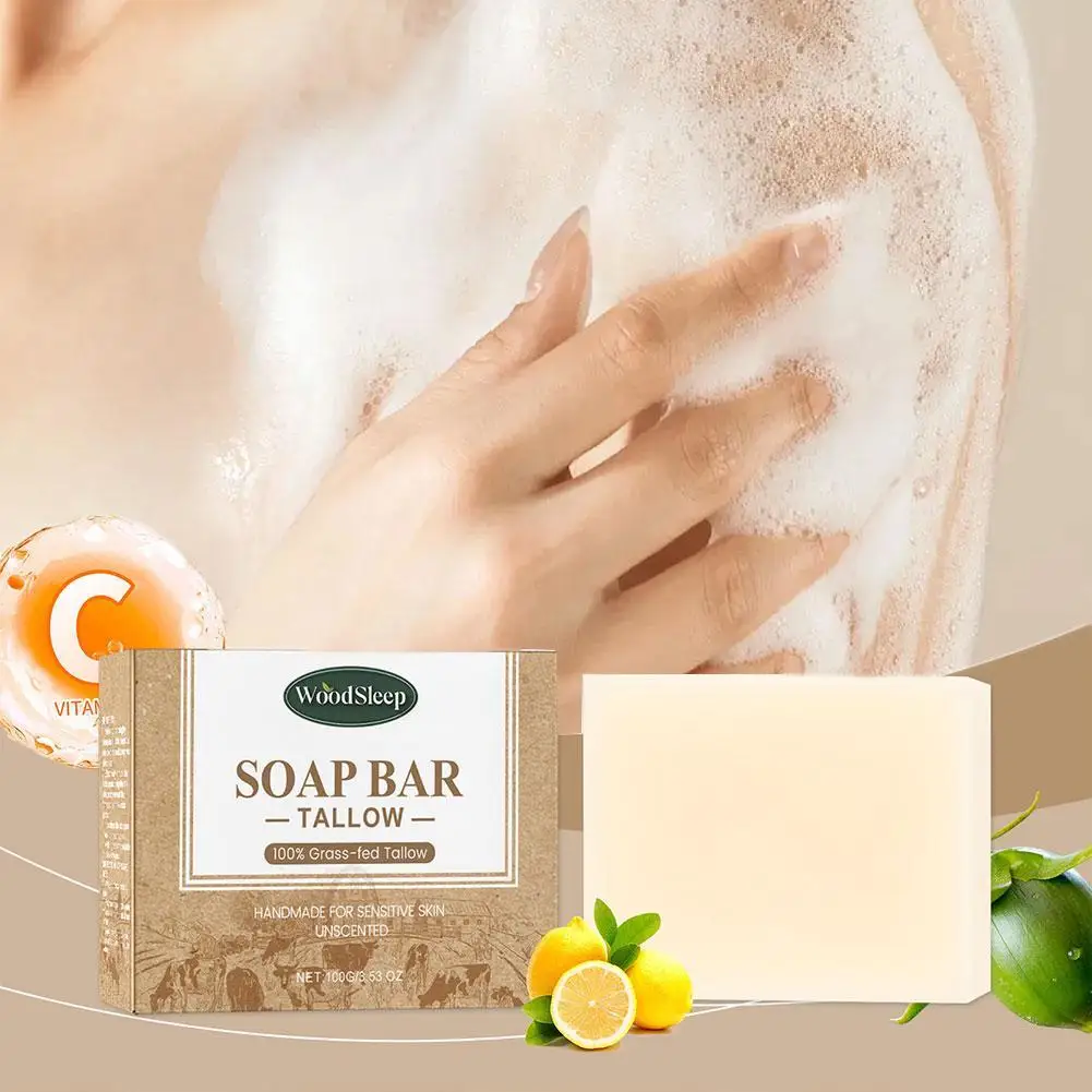 

100g Handmade Beef Tallow Soap Bar Face & Body Wash Skin Moisturizer Smooth Natural Grass Fed Tallow Soap for Sensitive Skin