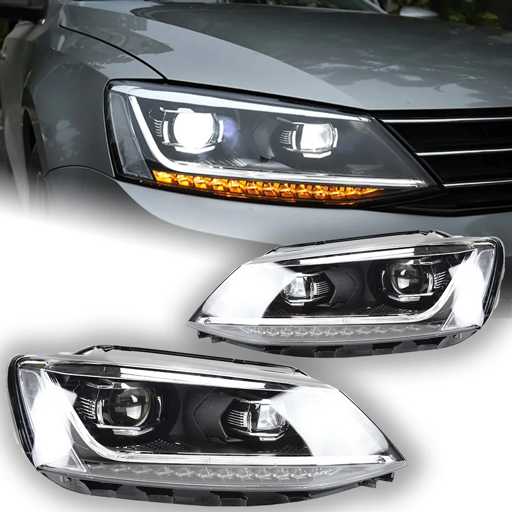 Car Lights For VW Jetta Headlight Projector Lens 2011-2019 MK6 Dynamic Signal Head Lamp LED Headlights Drl Automotive Accessory