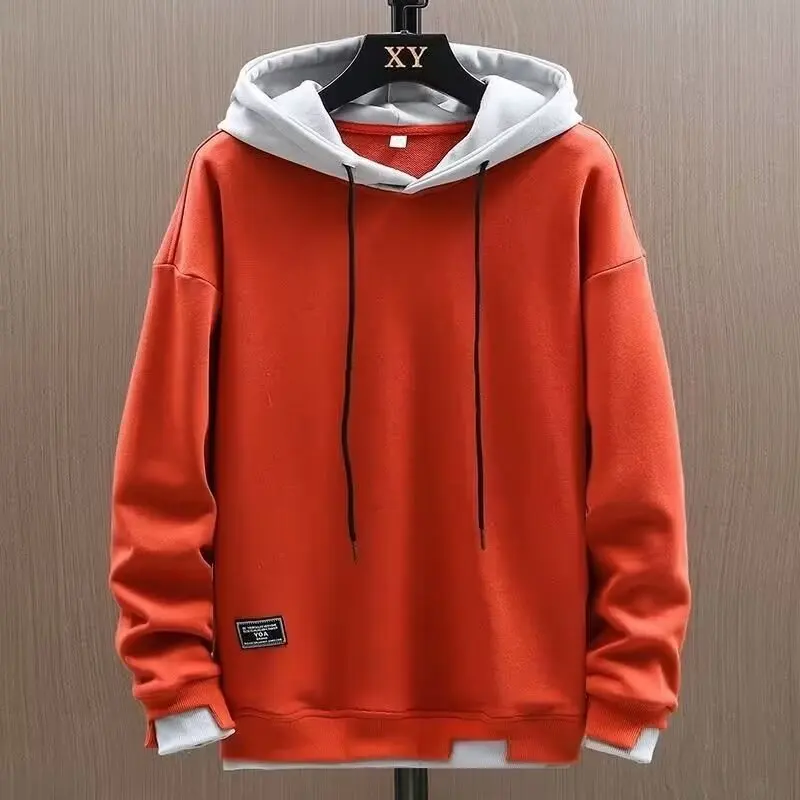 2023 Autumn New Youth Fashion Trend Pullover Sports Casual Holiday Two Piece Sweater Men's Casual Loose Hooded Coat Sweater