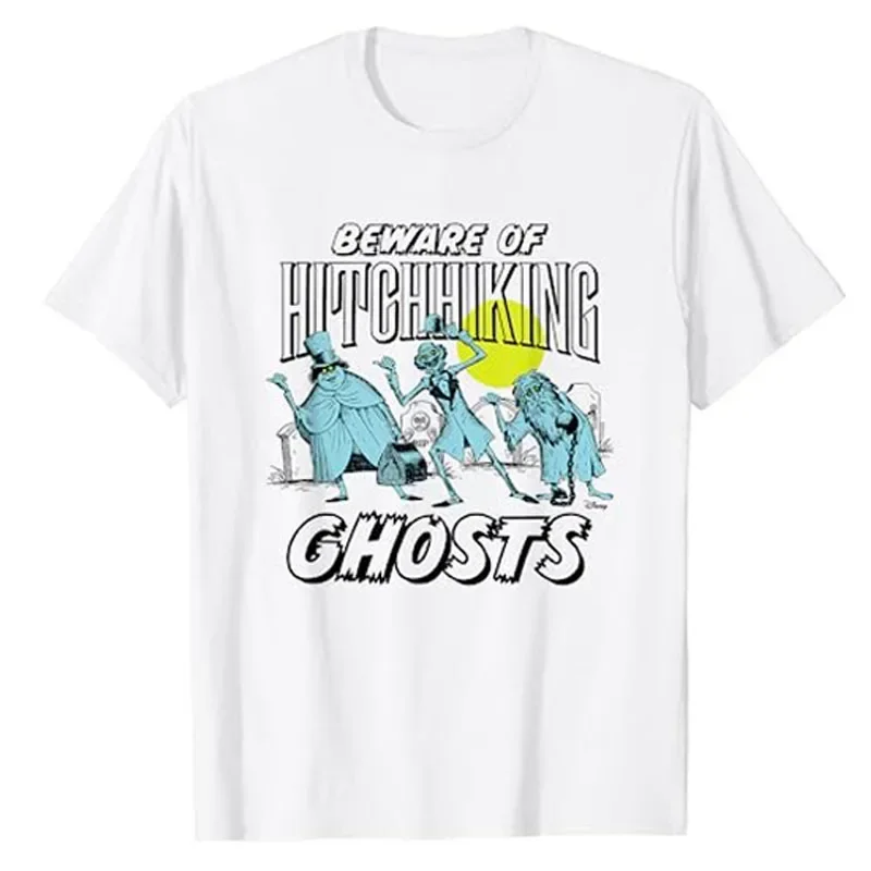 HItchhiking Ghost T-Shirt Horror Style Halloween Costume Gifts Cotton Short Sleeve Blouses Cool Humor Funny Graphic Tee Y2K Top