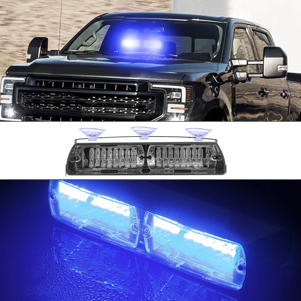 1x Universal 16LED Car Roof Strobe Emergency Light 12V Car Truck LED Strobe Flash Lamp Police Warning Light 18 Flashing Modes