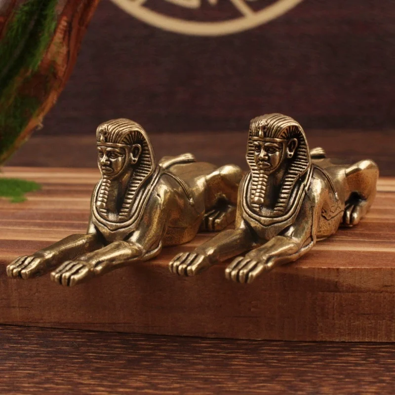 

Solid Brass Sphinx Figurine Artistic Sculpture Dining Room Office Cabinet Bookshelf Decoration Metal Craft Tea Pet Cute Gifts