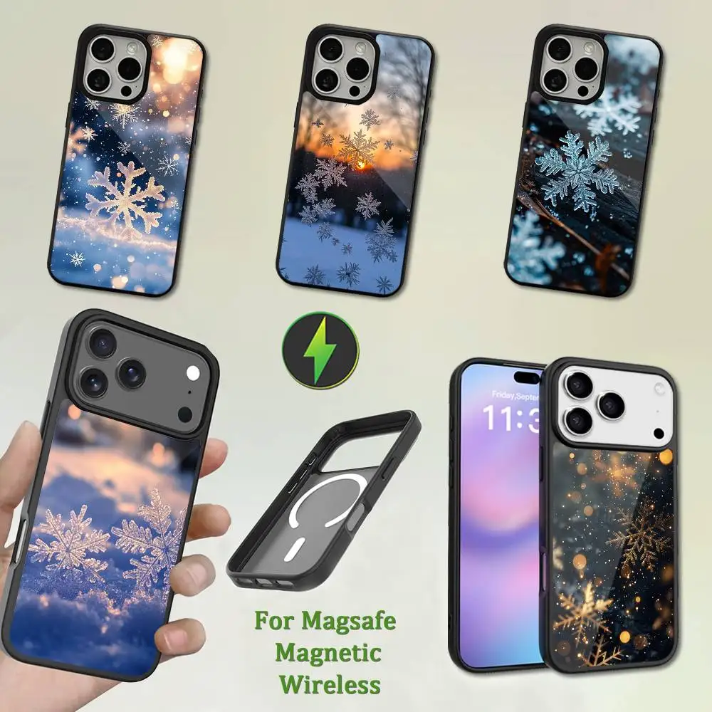 

Christmas Snowflakes Art Phone Case For iPhone 13,12,11,16,15,17,14,Pro,Max,Plus,Mini,Magsafe,Magnetic Wireless Charging
