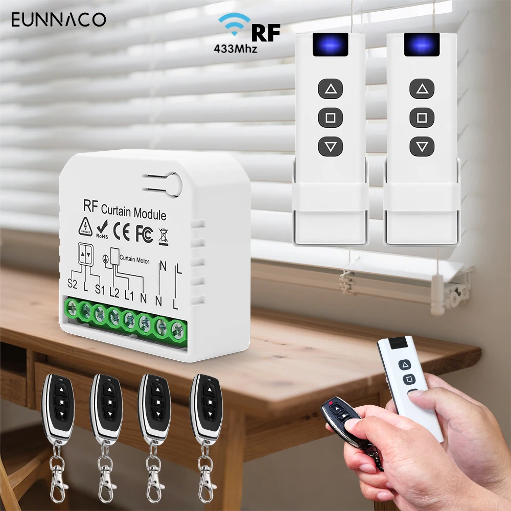 RFModule(No WiFi)433Mhz Universal Roller Shutter Curtain Wireless Switch Remote Control AC 110V 220V for Home Blind Garage Door