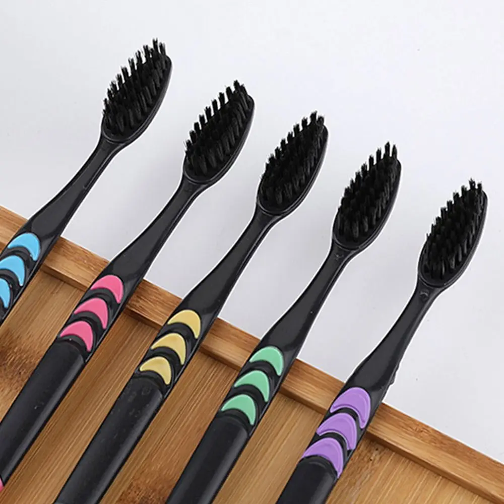 10Pcs Soft Bristle Manual Toothbrush Set Compact Head Colorful Cleaning Tooth Brush Black Hair Deep Cleaning Travel Toothbrushes