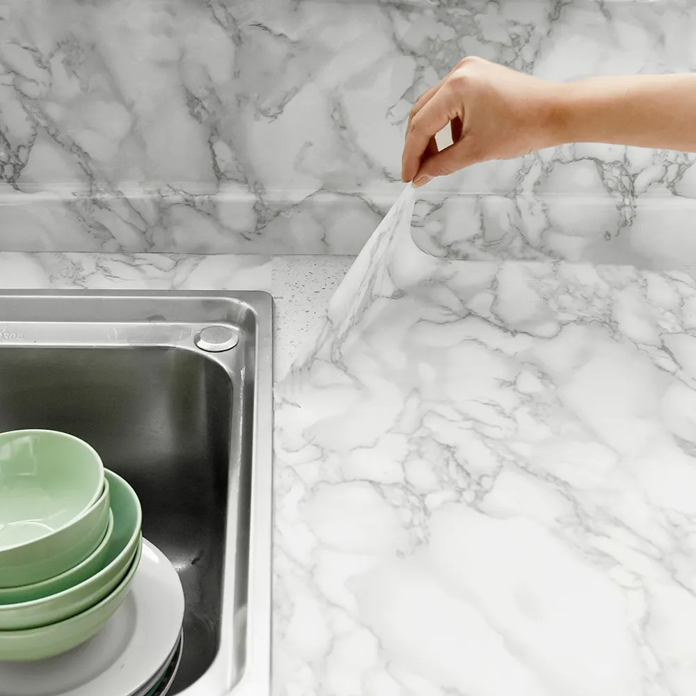 

Самоклеящаяся пленка ПВХ с мраморным узором для кухни, маслостойкая, водонепроницаемая, влагостойкая, для обновления плит и столешниц