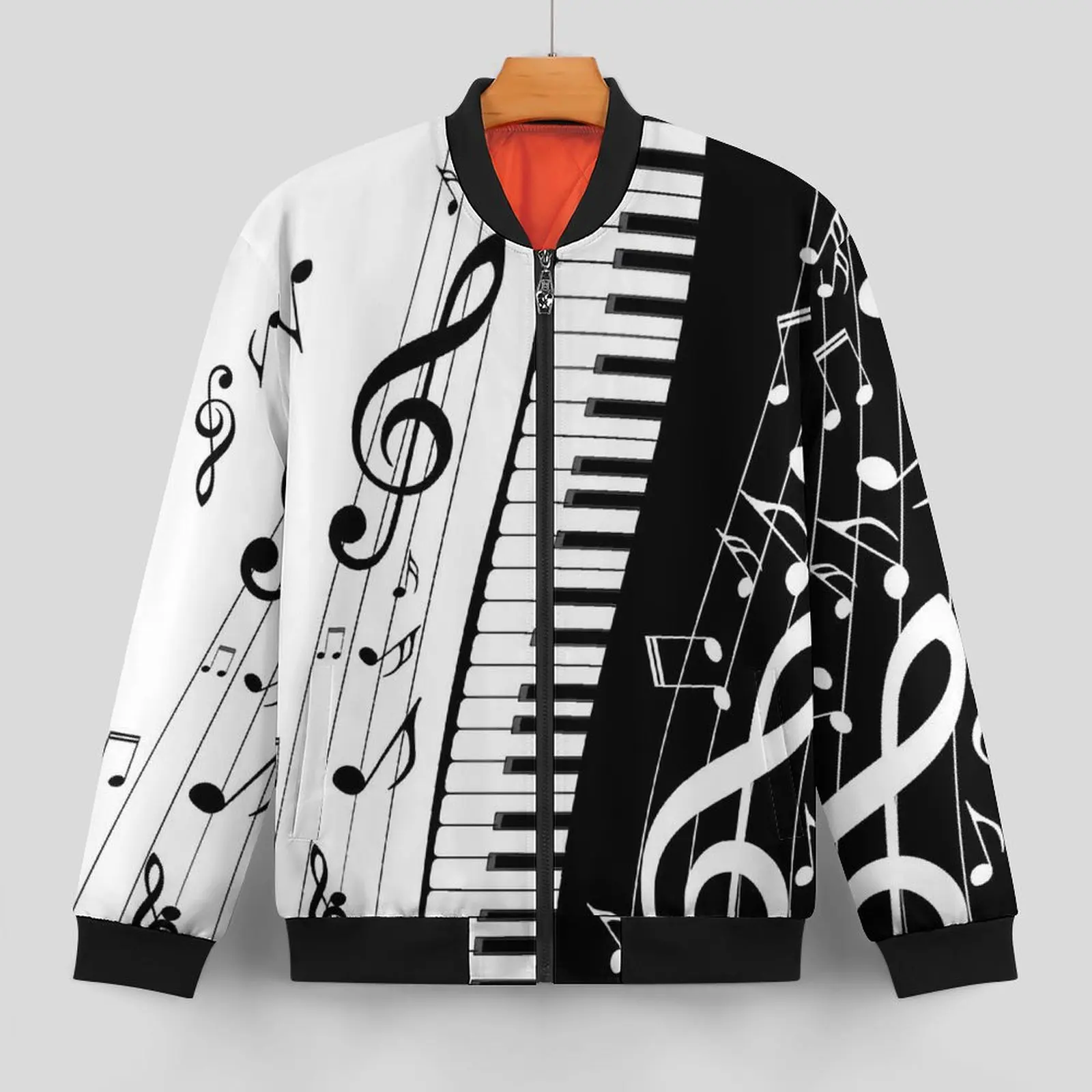 Piano Keys Casual Jackets Music Notes Hooded Windbreakers Men Graphic Coats Autumn Trendy Outerwear Jacket Plus Size