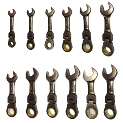 래칫 렌치 유연한 헤드 더블 조인트 롱 메트릭 래칫 렌치 유지 보수 Dropshipping을위한 8-19mm 오픈 엔드 렌치