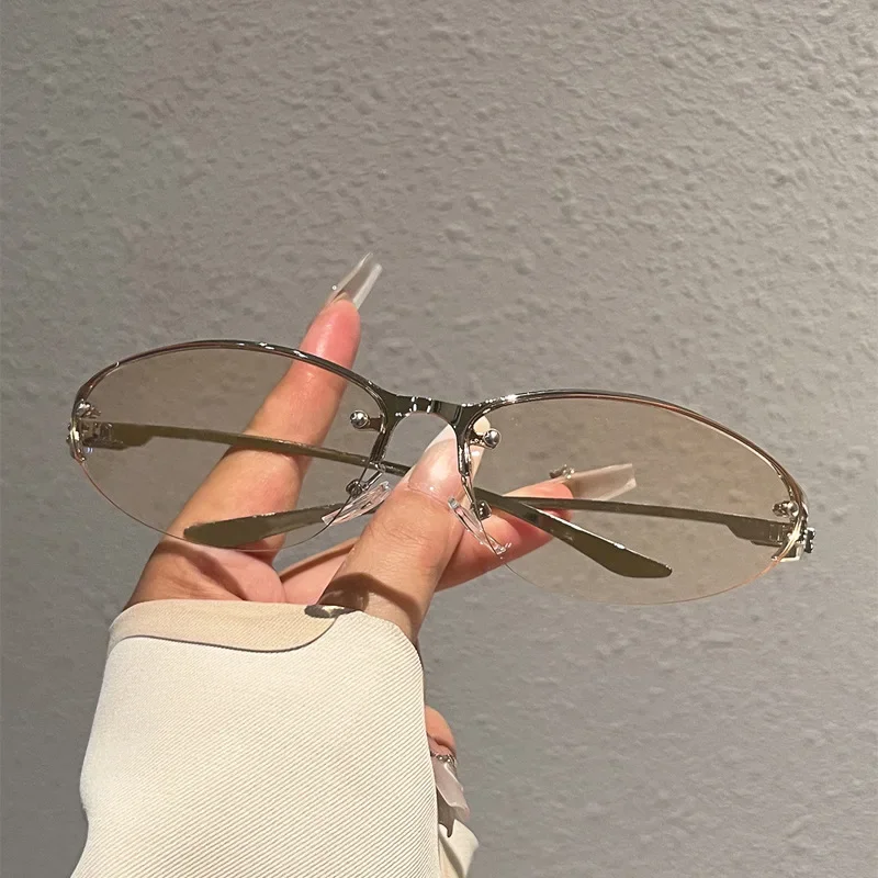 Neue Y2K Girl Technologie Mode Sonnenbrille Metall Cat-Eye Sonnenbrille für Frauen Trendige Marken-Brille für Männer Outdoor-Reise-Brillen – Detail 11