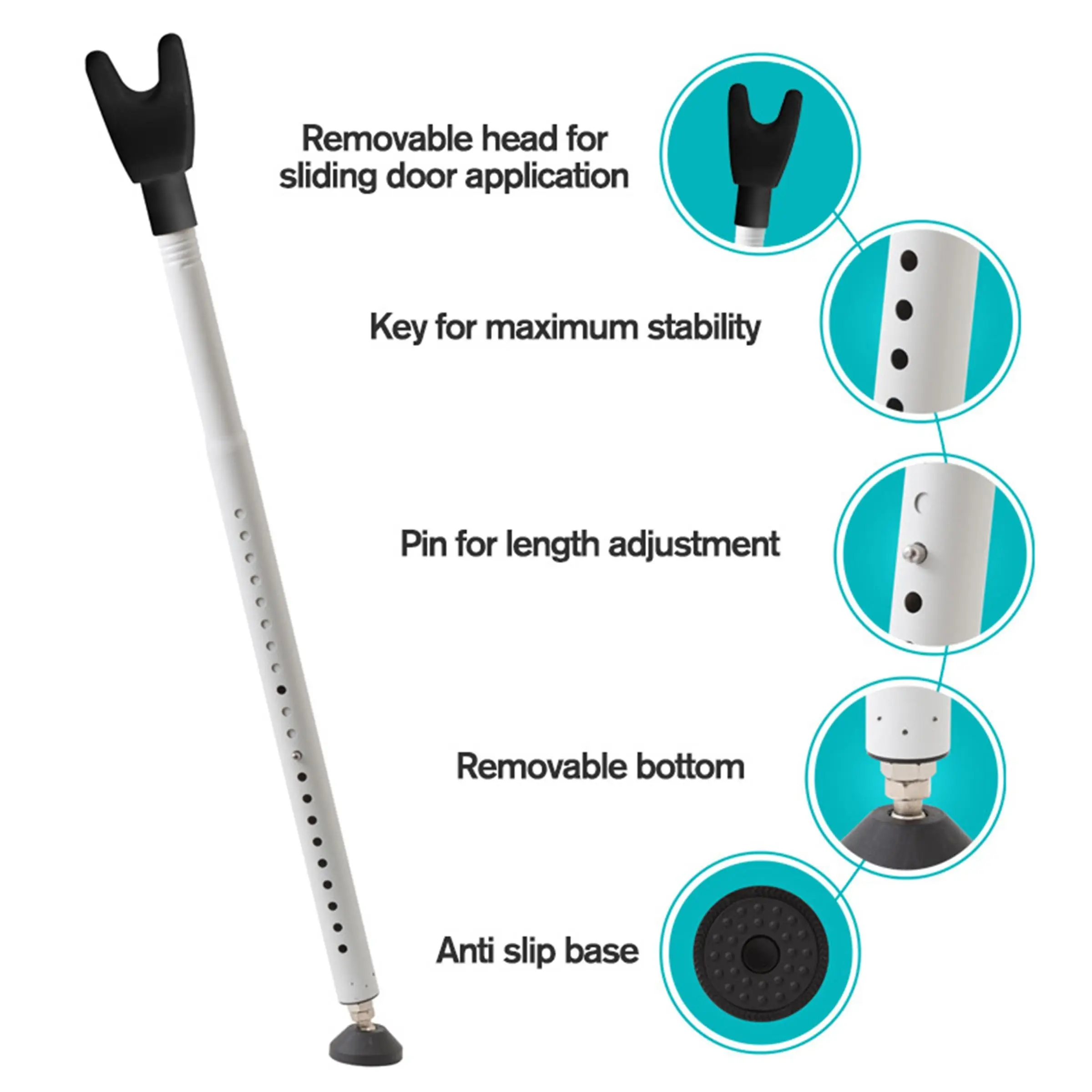 New Adjustable 2-in-1 Patio Door Security Bar, Heavy Iron Door Stop with Anti-Theft Lock, Window & Door Safety Guard for Home