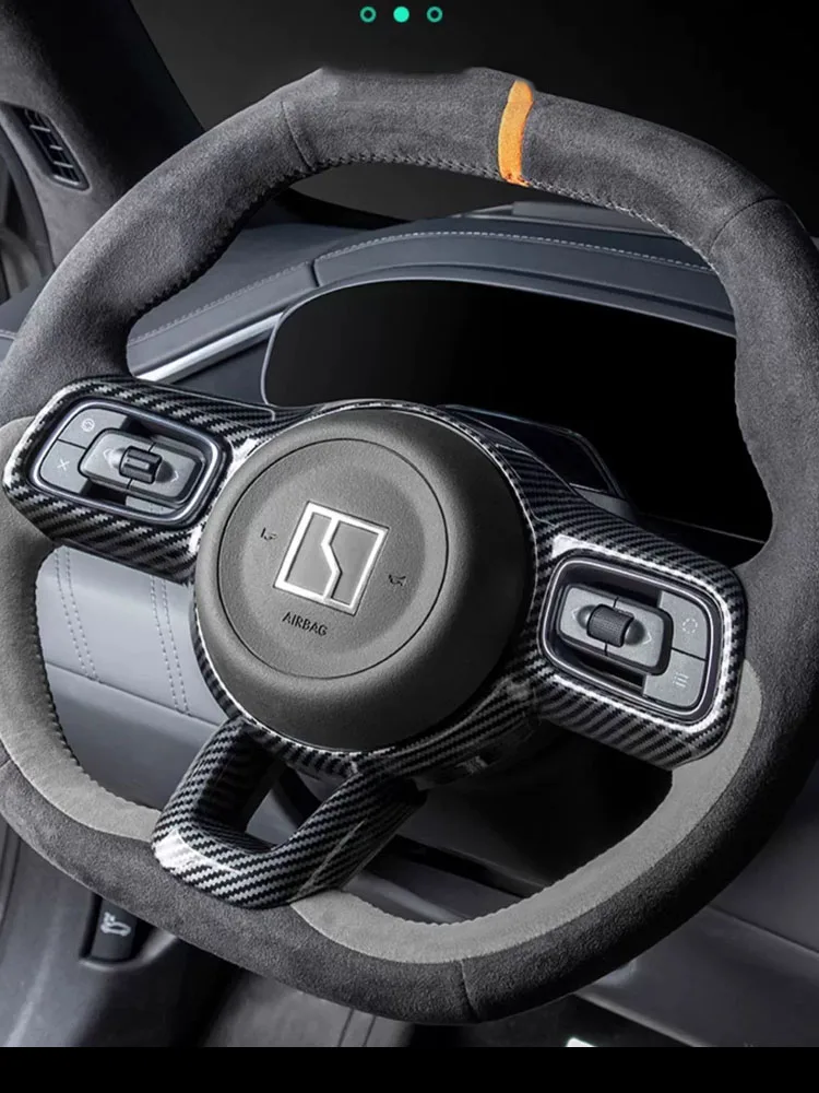 

for ZEEKR 001 2025 2024 Interior Accessories Car Steering Wheel Cover Trim Sticker Plastic Imitation Carbon Fiber