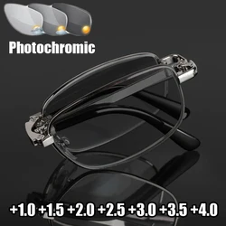 Men's Outdoor Photochromic Reading Glasses Unisex Portable Foldable Presbyopia Eyeglasses Prescription Near Far Sight Eyewear