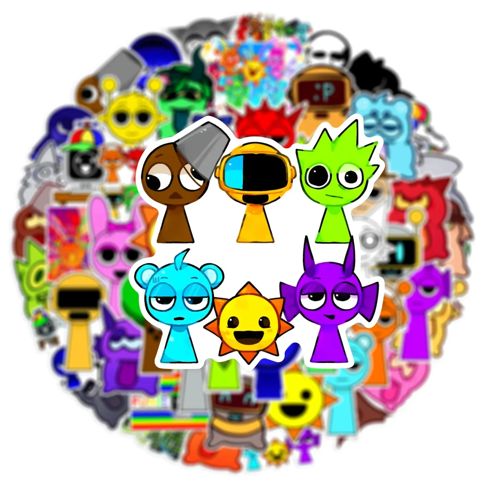 

2025 52Pcs/Set Sprunki Stickers Skateboard Notebook Fridge Phone Guitar Luggage Decal Sticker Toy