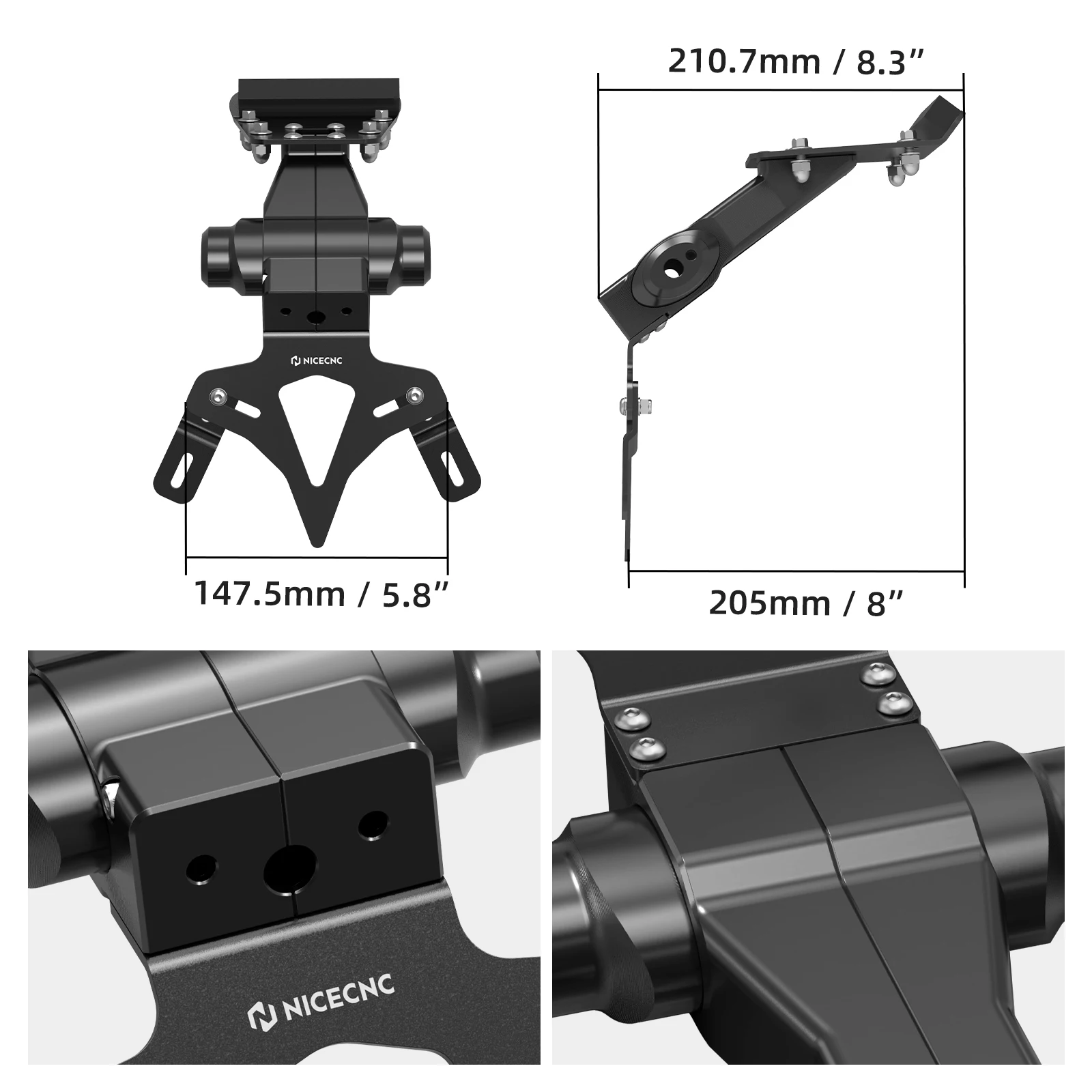 NICECNC Motorrad-Kennzeichenhalter für KTM Duke 125 250 390 2024-2026 125 Duke 250 Duke 390 Duke 2024 2025 2026 – Detail 2