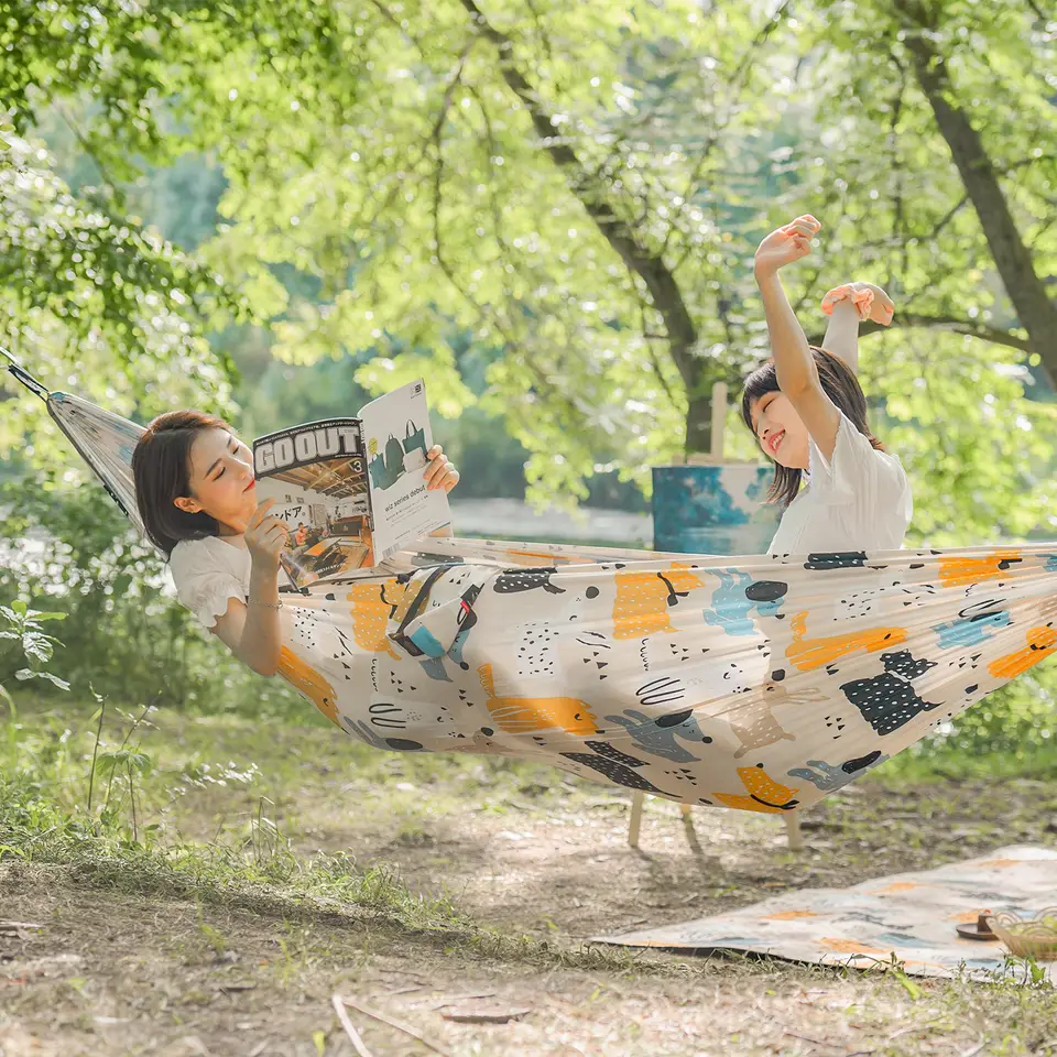 أرجوحة Naturehike بطباعة للأباء والأطفال، محمولة، مقاس فردي ومزدوج، للتخييم والمشي في الهواء الطلق والحديقة - 2