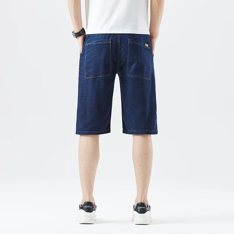 Extra large size men's denim shorts oversized men's elastic waist knee length summer loose shorts men plus size 52 50 46 30
