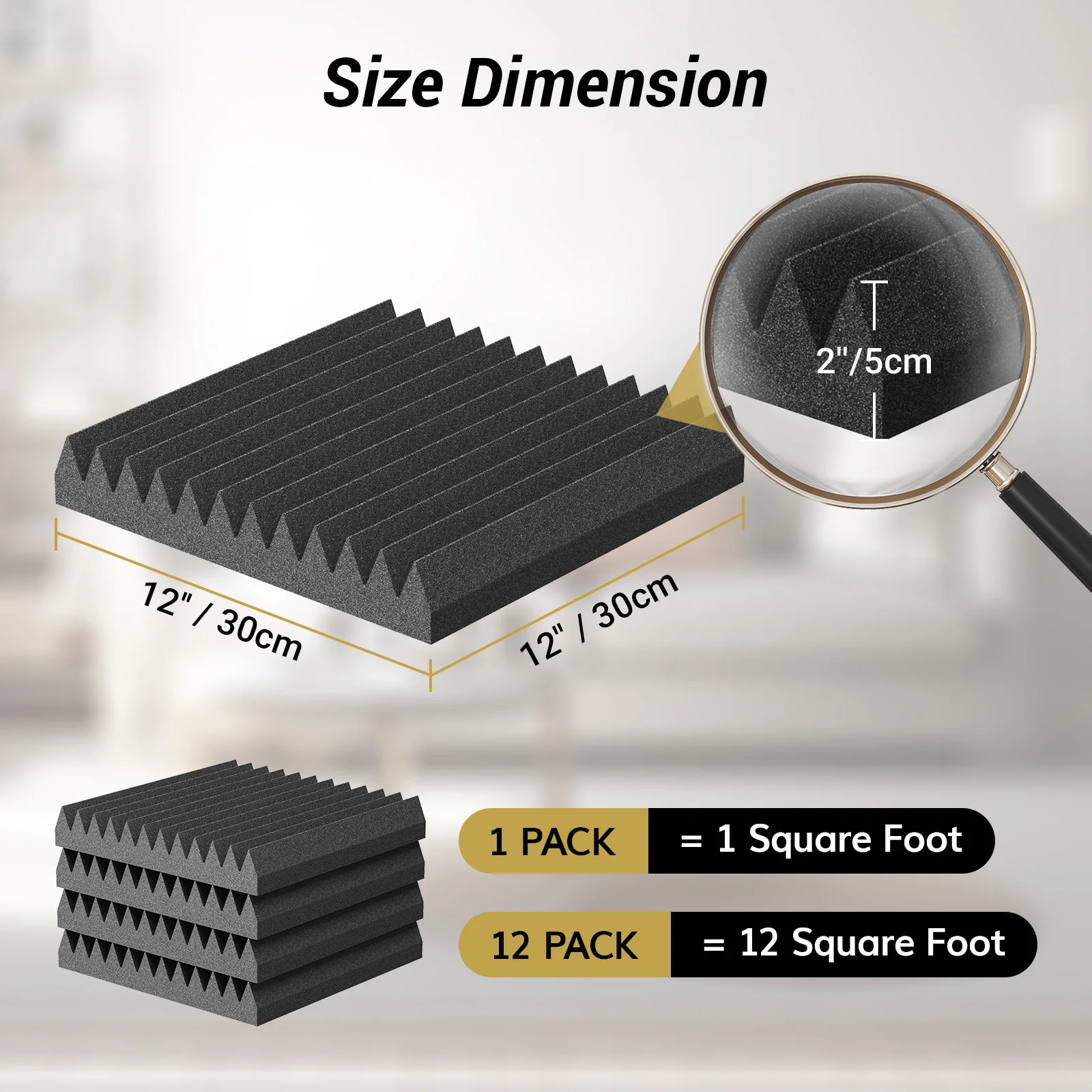 Самоклеящиеся панели из акустической пены 12*12*2 дюймов, звуковые панели с 3D-пирамидой для впитывания эха, быстрое расширение