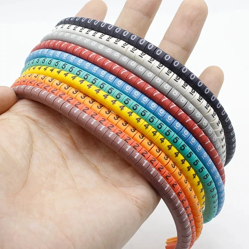 500pcs Cable Marker Wire Label EC-0 Mark Number Wire 0 to 9 Colored 1.5 sqmm insulation PVC Cable Label Wire Marker Labels ﻿