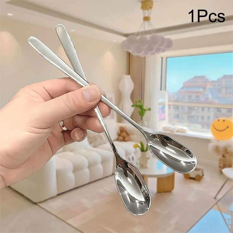 Long Handled Stainless Steel Coffee Spoon Ice Cream Dessert Tea Stirring Spoon For Picnic Kitchen Accessories Bar Tools