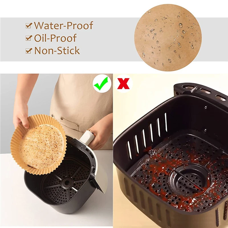 20/50pcs Air Fryer Paper Parchment Wood Pulp Steamer Cheesecake airfryer disposable trays Accessories Baking Paper For Air Fryer