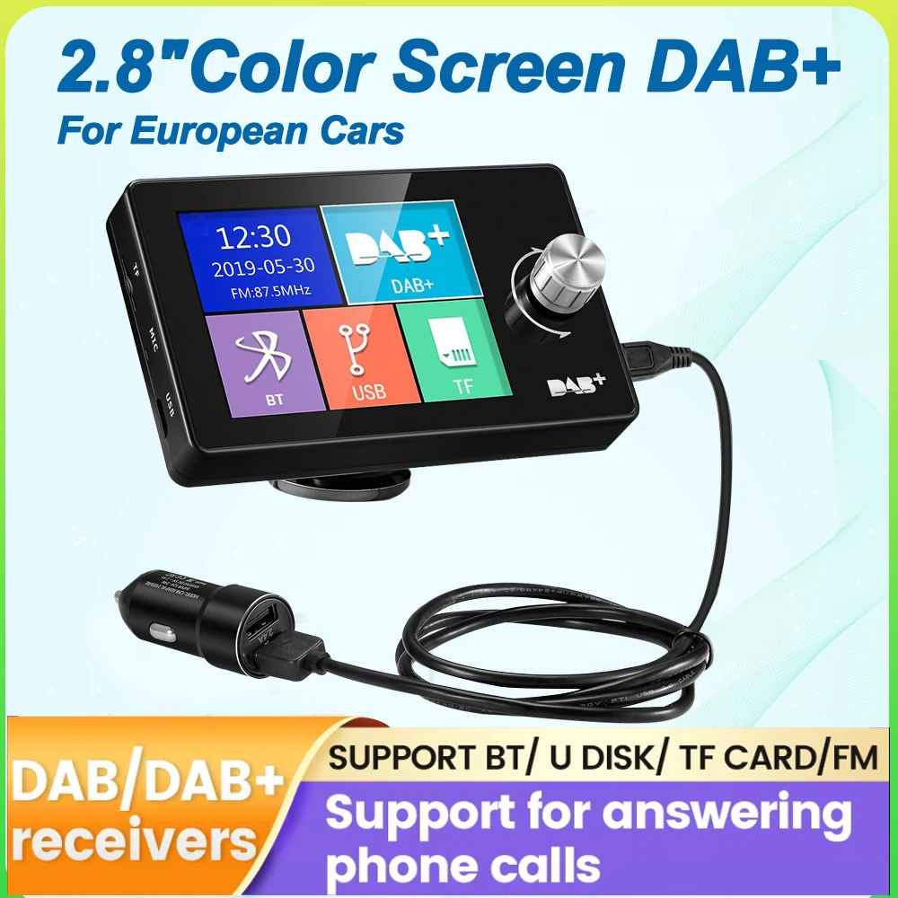 2.8inch DAB + Radio Car for most Android Car Stereo Radios DAB + Digital Radio Portable Tuner Receiver with Antenna USB Dongle