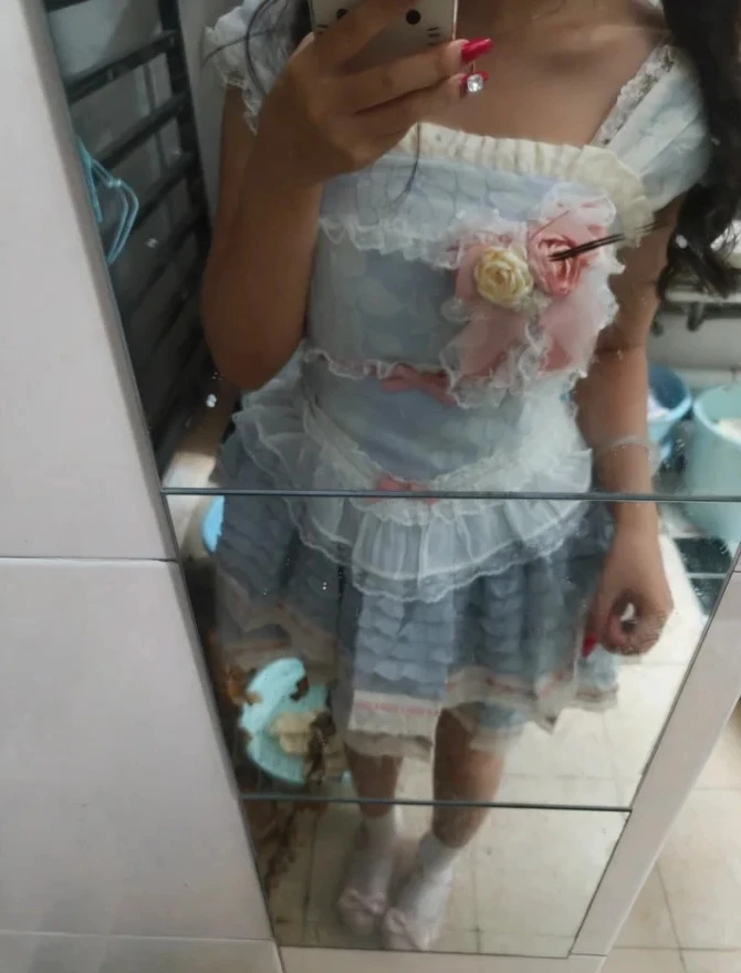 Lolita em camadas bolo cinta vestido de princesa estilo japonês bonito versátil cintura alta fino arco renda sem mangas vestido curto