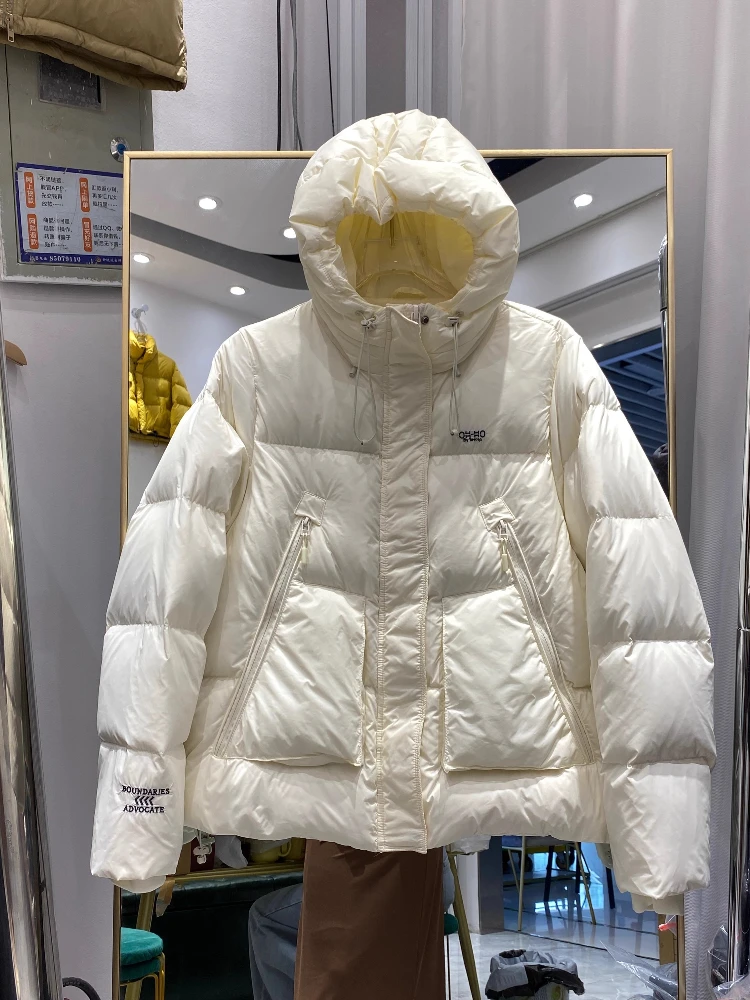 

2025 Новый пуховик, зимние толстые теплые пуховые пальто, женские 90% белые утиные пуховики, женские свободные парки средней длины с капюшоном на молнии