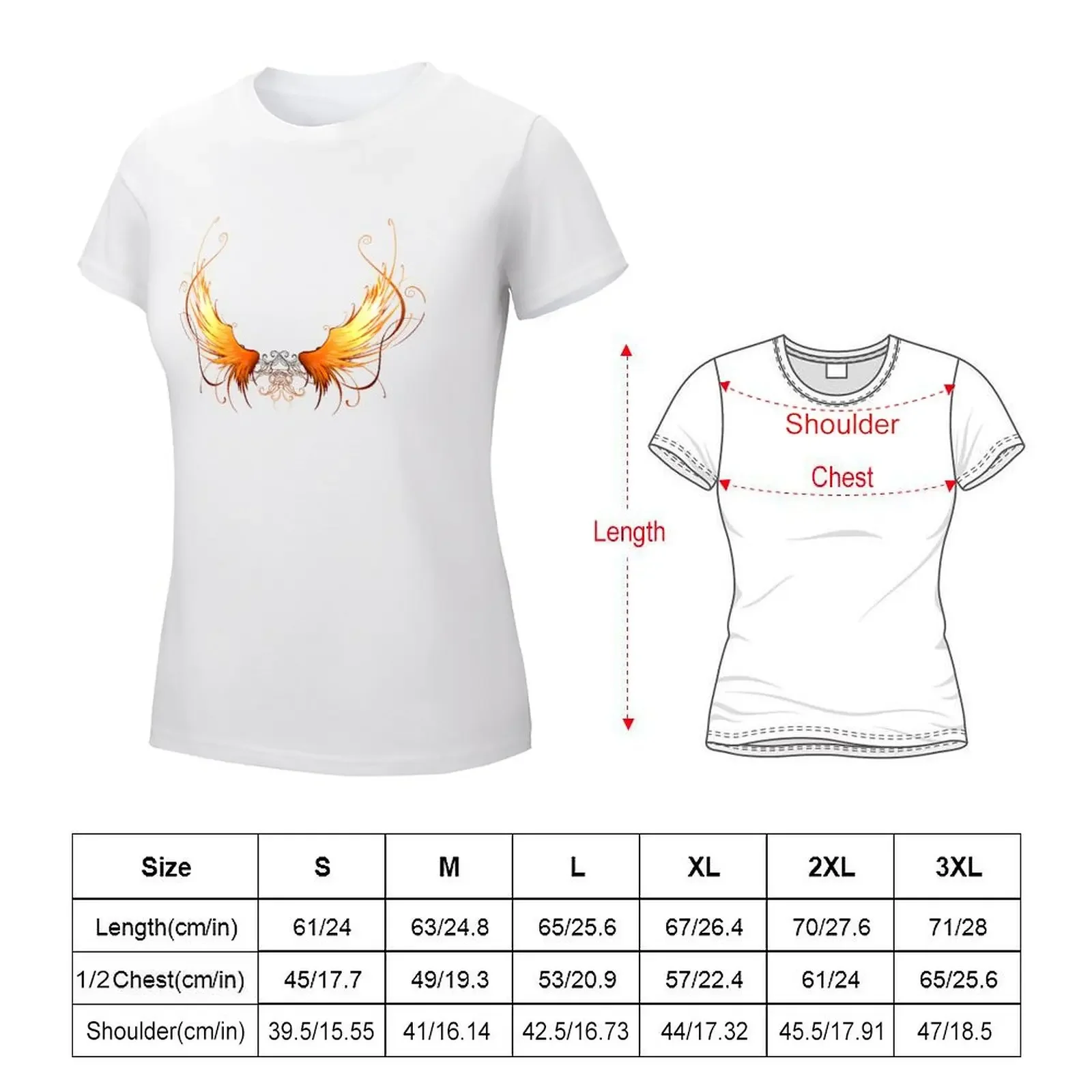 Fiery wings ( Phoenix wings ) T-shirt anime clothes summer top Blouse Women's t-shirt