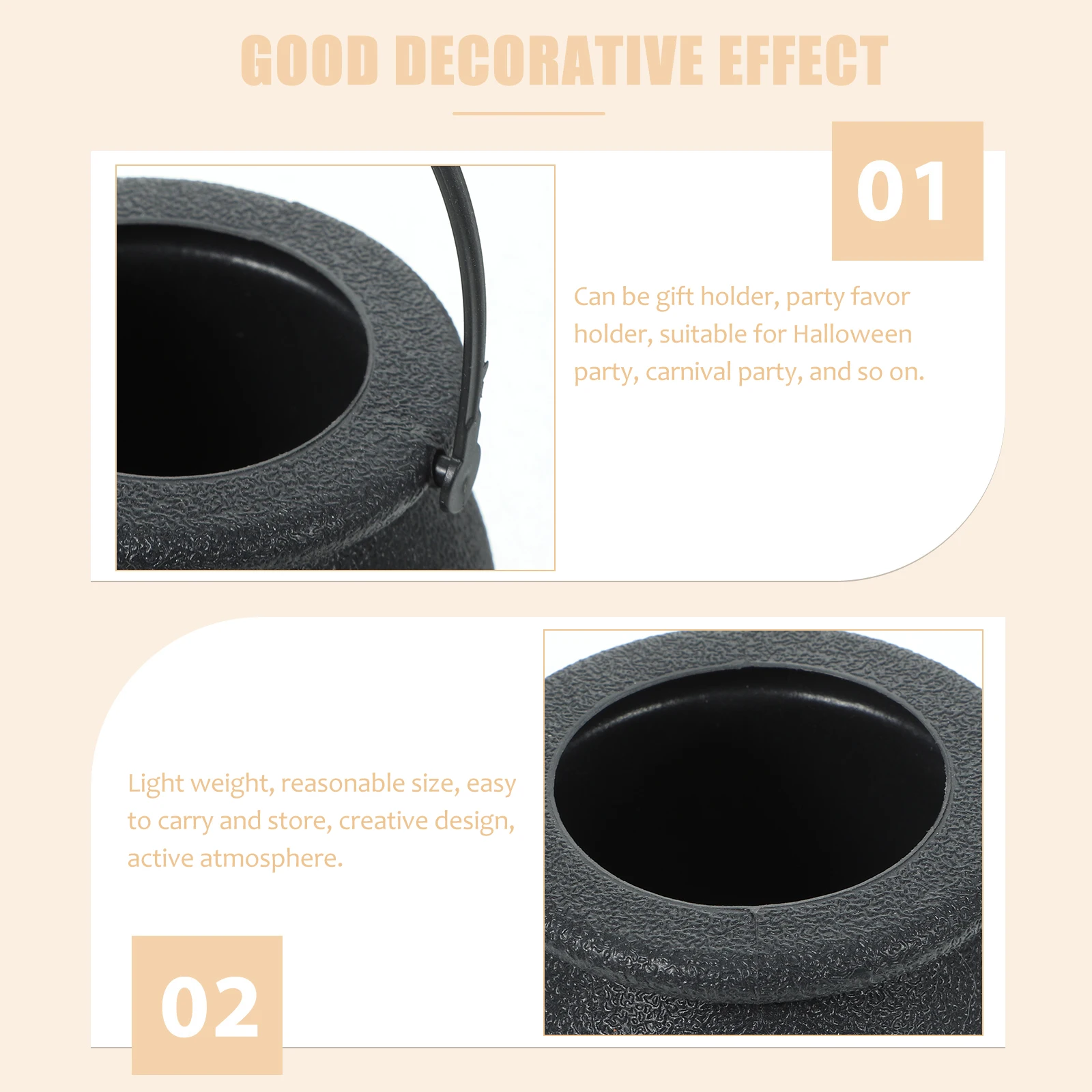 

6 Pcs Pumpkin Bucket Props Candy Buckets Halloween Supplies Plastic Trick Treat Detachable Mini