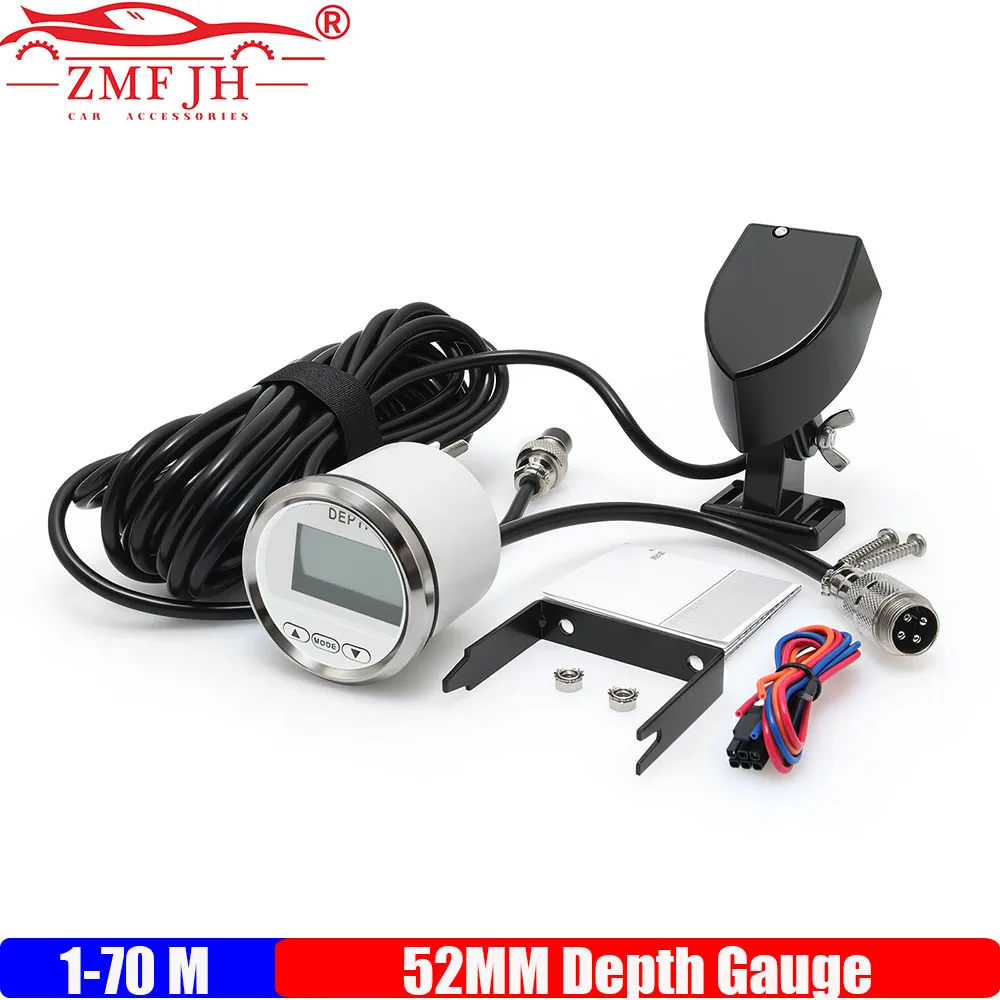 ZMFJH Marine 52mm Digital Depth Gauge Indicator with Transducer