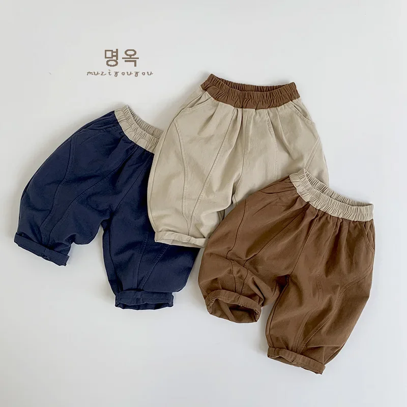 2024 Children's Casual Pants Autumn Boys and Girls Outerwear Long Pants Middle and Children's Korean Edition