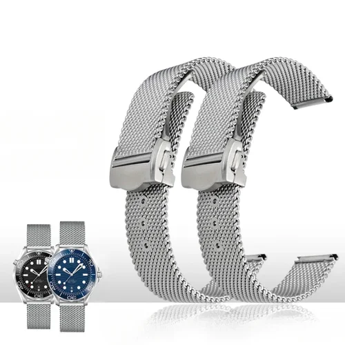 Correa de reloj Haima 300 Super Master 007 para Omega, correa de malla de acero refinado resistente al agua para exteriores para hombre, correa de reloj de 20mm