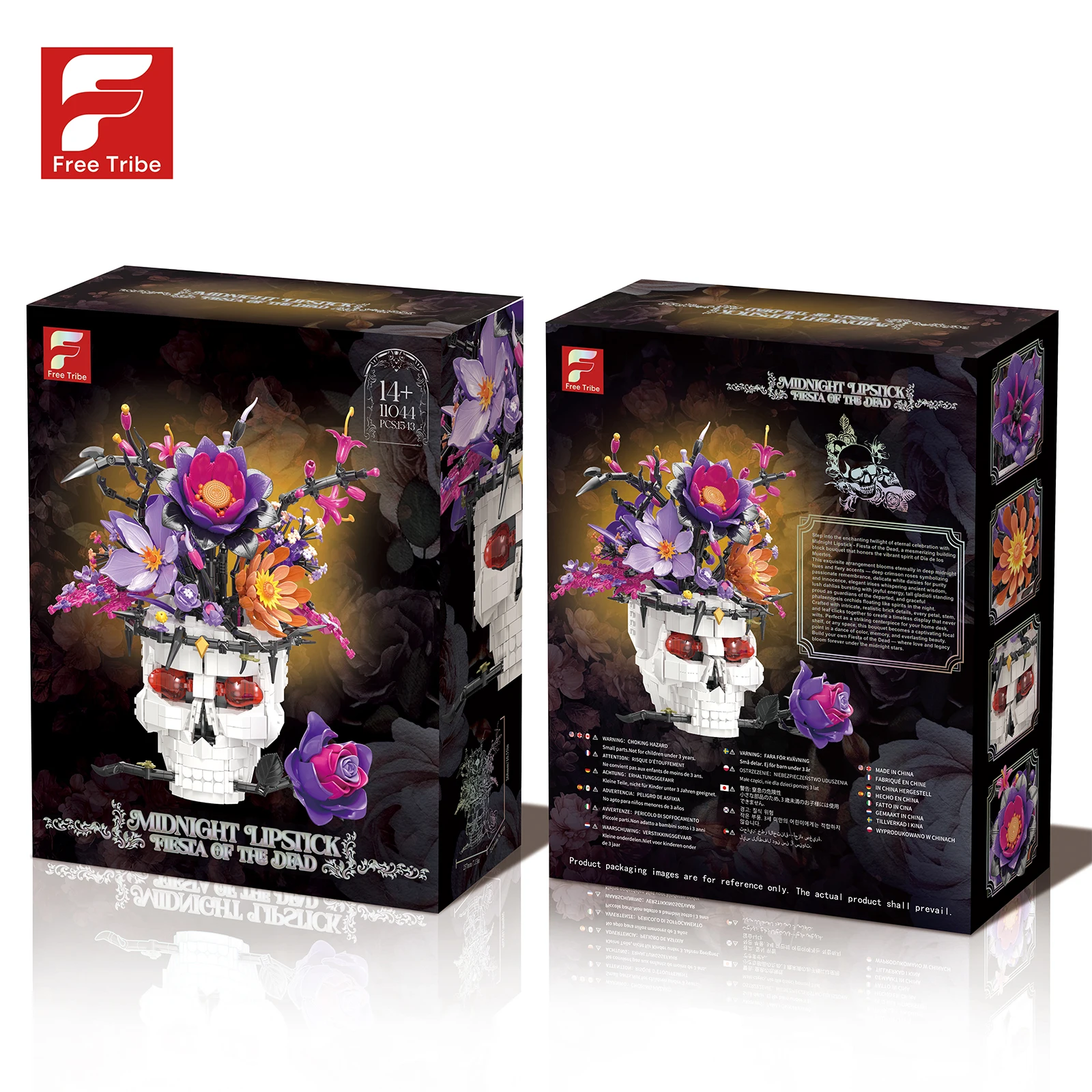 

Simulation Bouquet Skull Head Building Blocks Kit Creative Assembly Model Ornaments Toys Festival Party Decorate Photo Props