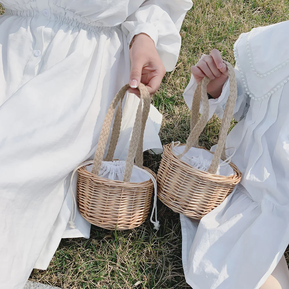 

Rattan Storage Basket Wicker Bag Practical Eyecatching Decoration Beach Party Picnic Travel Organizer Rattan Basket
