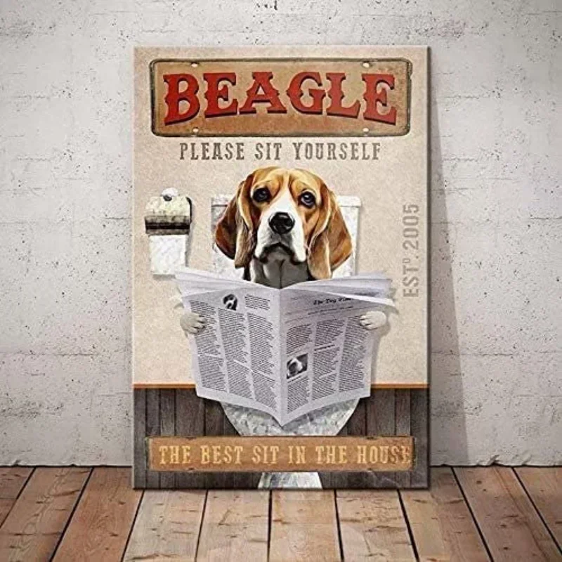 Beagle Dog Metal Tin Sign Please Sit Yourself The Best Sit In The House Printing Poster Bathroom Home Art Wall Decoration Plaque