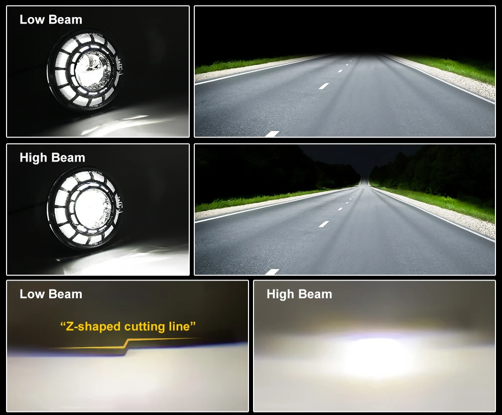 DOT DRL 7 Zoll runder, versiegelter Faros-LED-Scheinwerfer mit Hi-Lo-Beam-Blinker, Arbeitsscheinwerfer für Jeep Wrangler Cherokee XJ YJ MJ JK