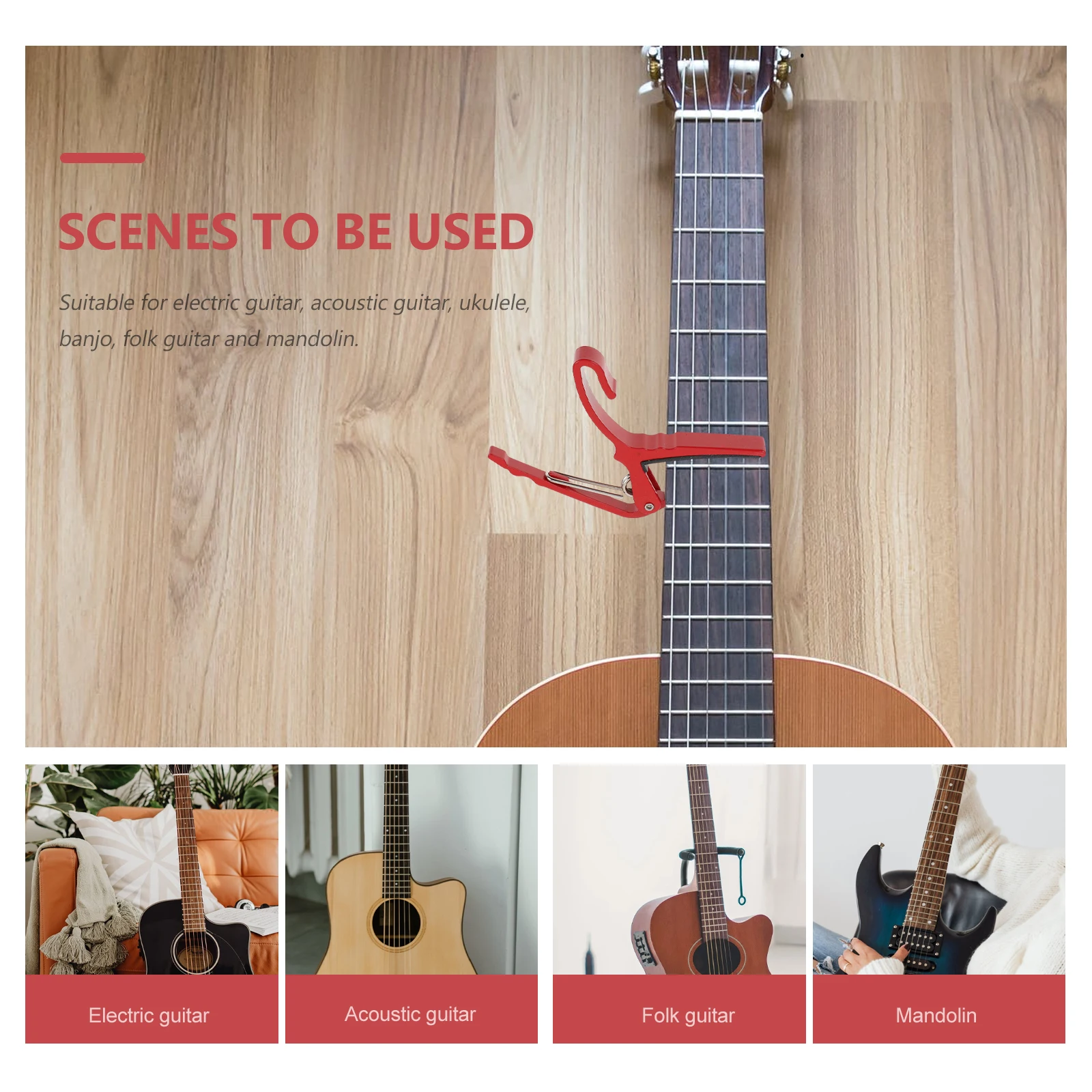 

2 Pcs Capo Guitar Tool Electric Tune Changing Clamp Acoustic Musical Instrument Accessory Aluminum Alloy Tuner