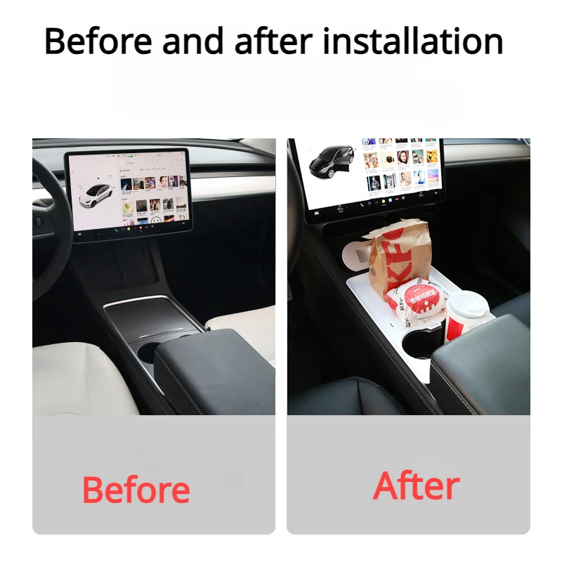 Central Control Dining Table for Tesla Model 3 Y Car Mounted Small Tray Board Food Drink Holder Interior Accessories 2021-2024