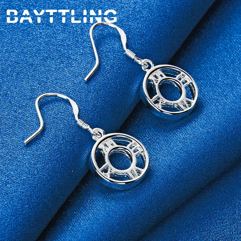 BAYTTLING 925 Sterling Silver High Quality Round Roman Drop Earrings For Women Fashion Wedding Wife Gift Jewelry Accessories