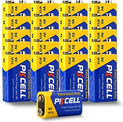 20PCS PKCELL PP3 6F22 9Volt Leak-Proof Non-Rechargeable Battery MN1604 EN22 Extra Heavy Duty 6F22 1604A Zinc-Carbon 9V Batteries
