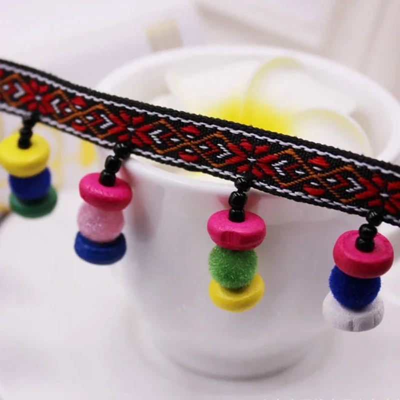 1 Yard/Los Ethnische Quasten-Stickerei-Spitzenborte für Schmuck, DIY-Quasten, Nähzubehör für Kleidung, Stoff-Spitzenband – Detail 5
