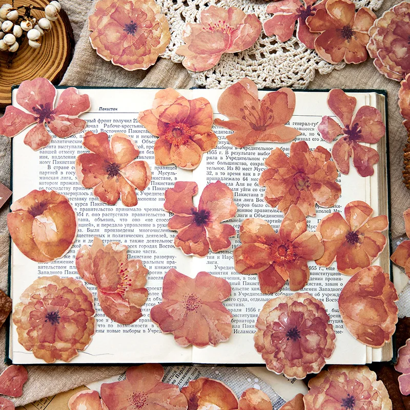 45Pcs Sunset Forest Decorative Sticker Retro Butterfly Flowers Leaves Scrapbooking Material Label Diy Diary Journal Planner