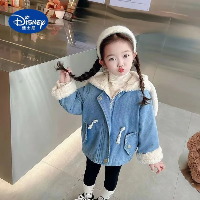 

Disney Kids' Winter Set 2025: Fleece-Lined Denim Jacket & Bunny Ear Sweater | Warm Outfit for Boys & Girls