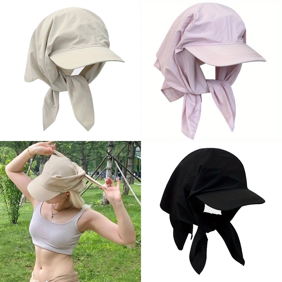 

Large Eave Sunshade Breathable Headscarf Capb Solid Color Quick Drying Foldable Sun Hat Unisex Outdoor Beach Hiking Baseball Hat