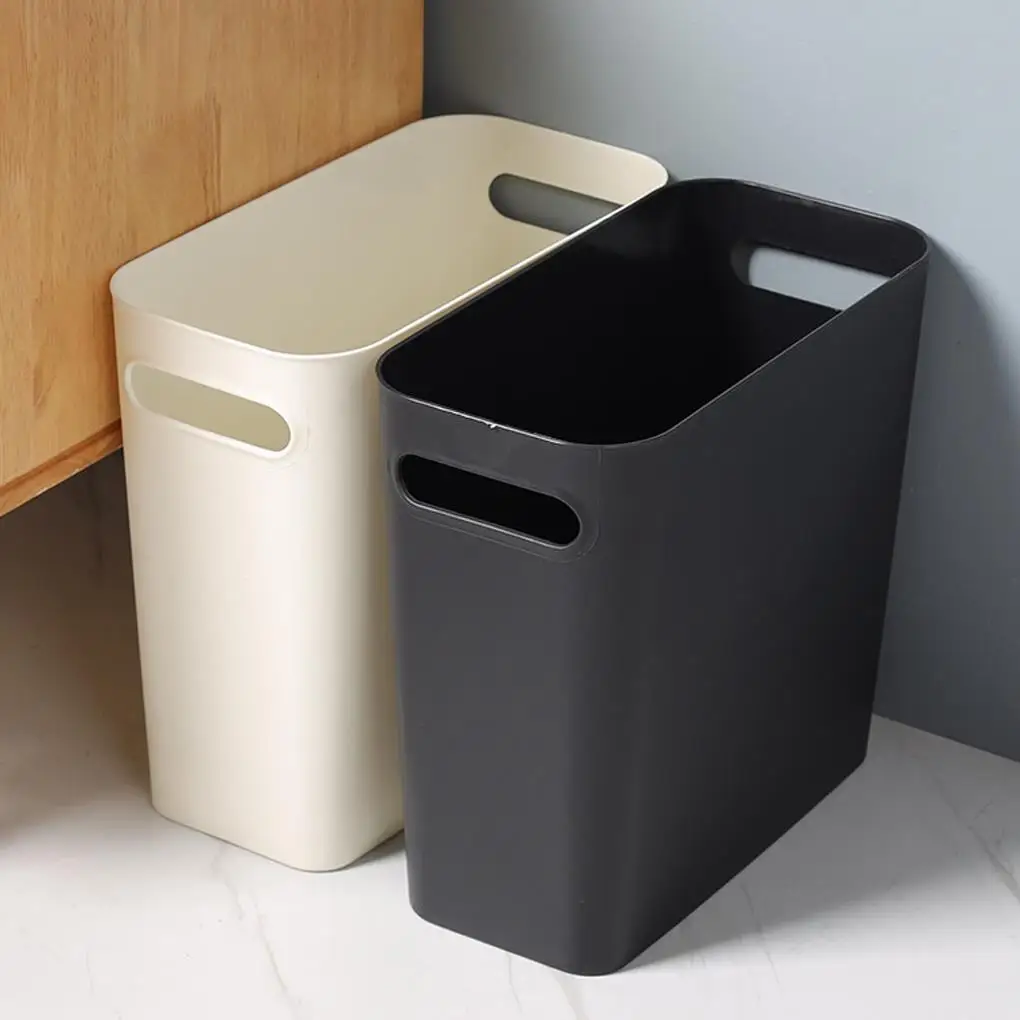 Slim Large Trash Can Wastebasket Garbage Container High-Capacity for Bedroom Kitchen Office Storage Bin Orange