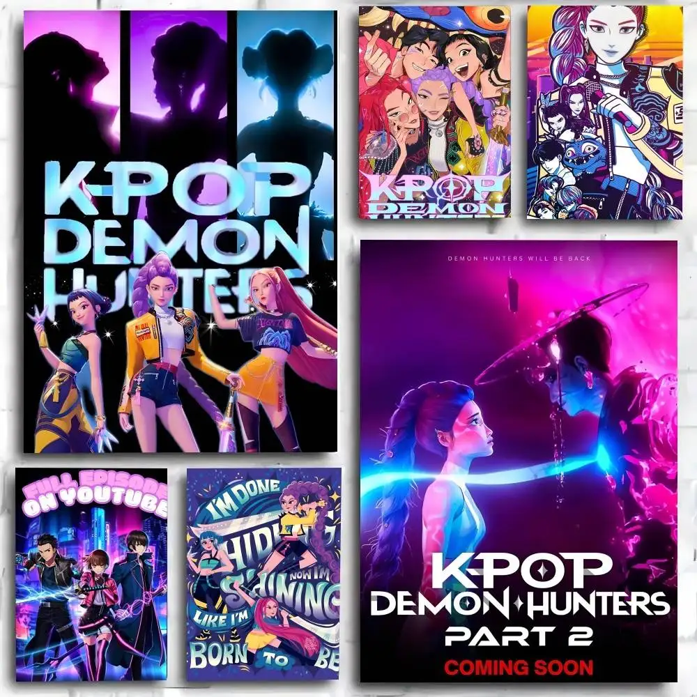 Affiche d'anime K-pop D-Demon Hunters, impression artistique, style anime, décoration de maison, cadeau idéal, décoration de chambre parfaite
