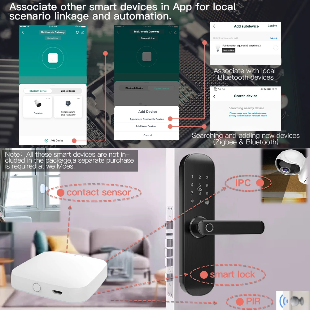 MOES-Multi-Mode Smart Gateway, ZigBee Bluetooth, Mesh Hub, Trabalhar com Tuya Smart App, Controle de Voz via Alexa e Google Home, Novo