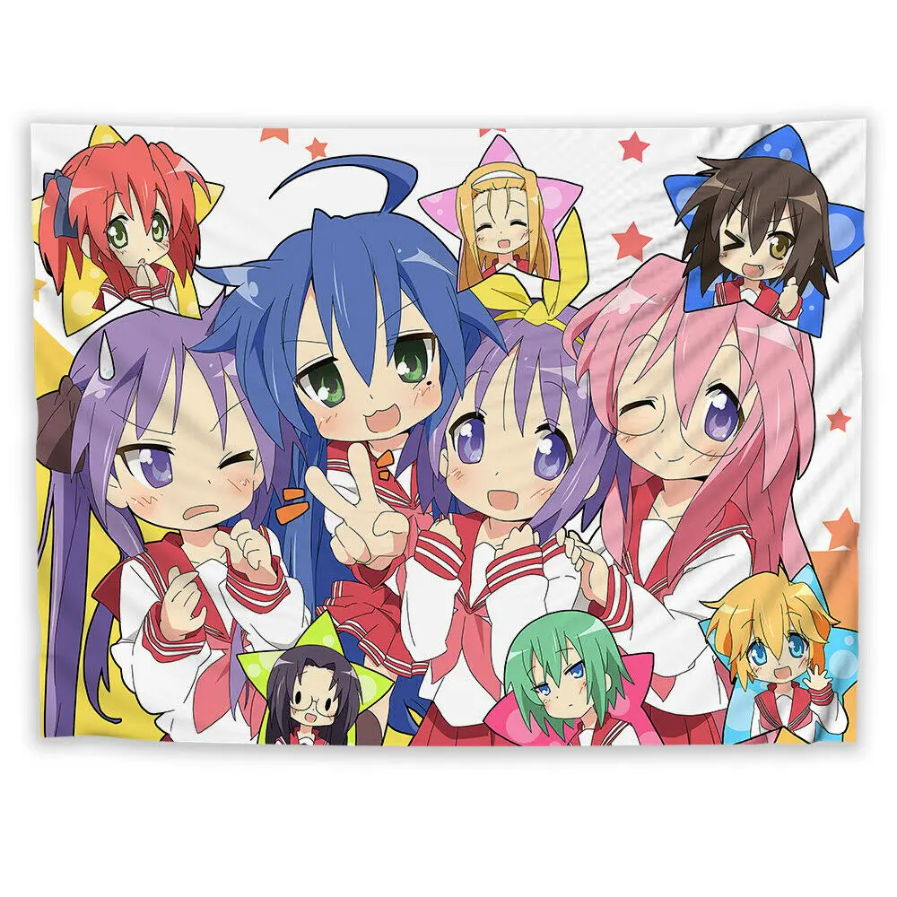 Tapiz colgante de pared de Anime Lucky Star Kawaii Izumi Konata, decoración japonesa Saitama para habitación, manta decorativa de tela de fondo