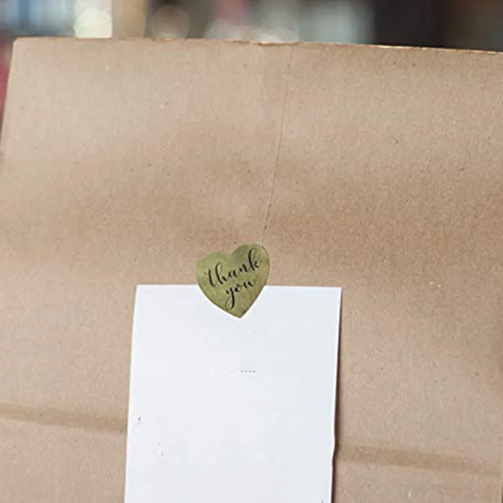 

500Pcs Heart Shaped Thank You Sticker Self Adhesive DIY Wrapping Sticker Baking Packing Label Candy Bag Seal Wrapping Stickers